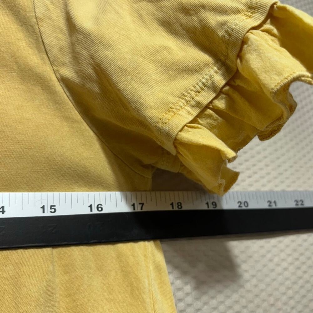 Altar'd State Women's Small Yellow Ruffle Short Sleeve T-Shirt Boho Casual - Picture 6 of 8